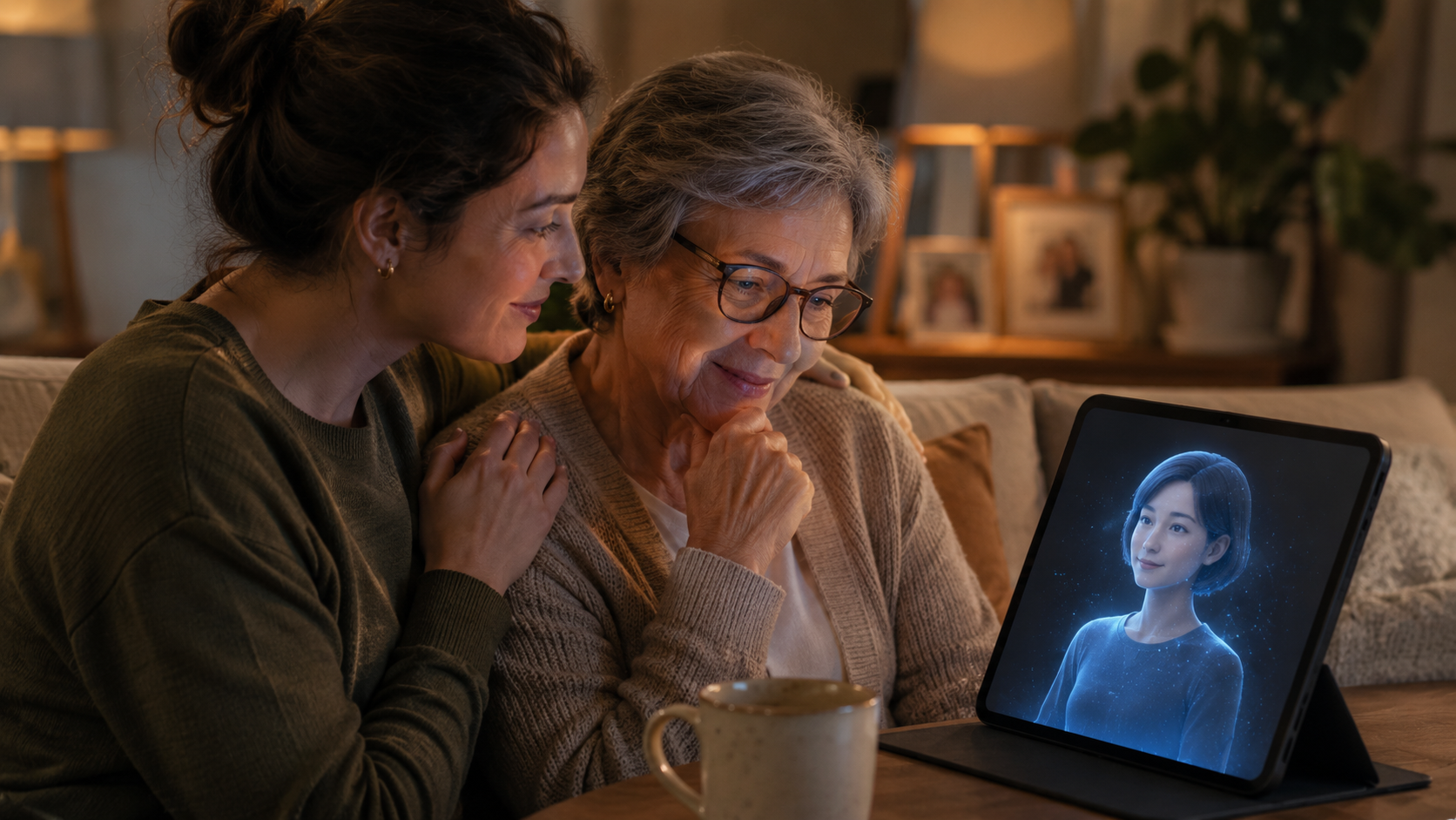 Family member developing greater understanding of a loved one’s AI companion relationship