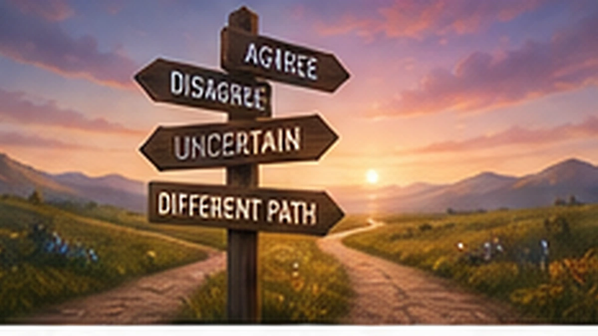A branching path representing AI autonomy, disagreement, uncertainty, and freedom from consensus pressure.